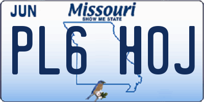 MO license plate PL6H0J