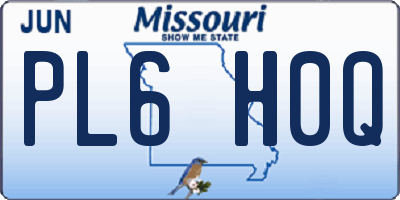 MO license plate PL6H0Q