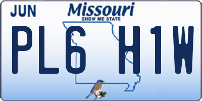 MO license plate PL6H1W