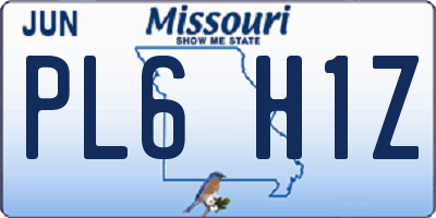 MO license plate PL6H1Z