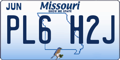MO license plate PL6H2J