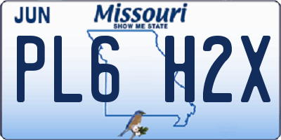 MO license plate PL6H2X