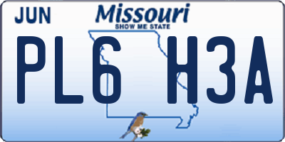 MO license plate PL6H3A