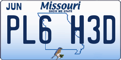 MO license plate PL6H3D
