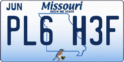 MO license plate PL6H3F