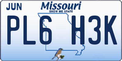 MO license plate PL6H3K
