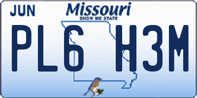 MO license plate PL6H3M