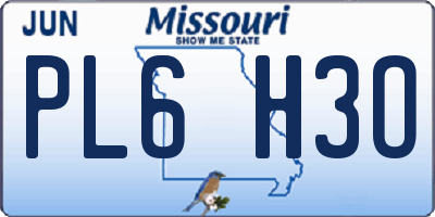 MO license plate PL6H3O