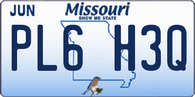 MO license plate PL6H3Q