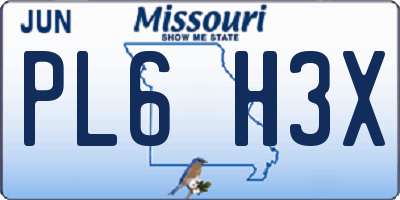 MO license plate PL6H3X