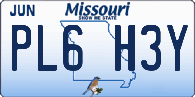 MO license plate PL6H3Y