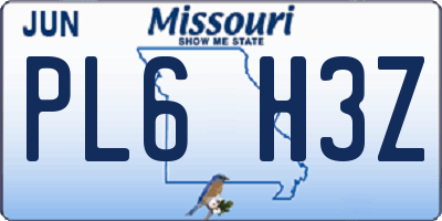 MO license plate PL6H3Z