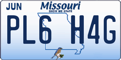 MO license plate PL6H4G