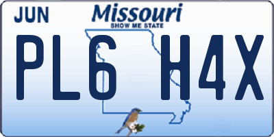 MO license plate PL6H4X