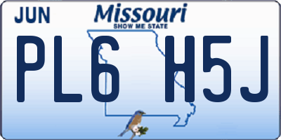 MO license plate PL6H5J
