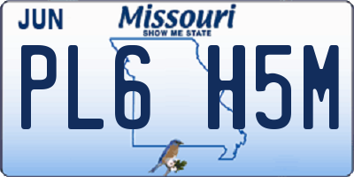 MO license plate PL6H5M