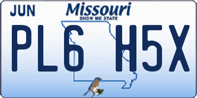 MO license plate PL6H5X