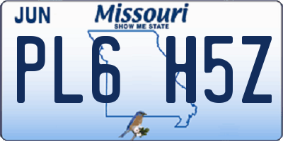 MO license plate PL6H5Z