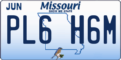 MO license plate PL6H6M