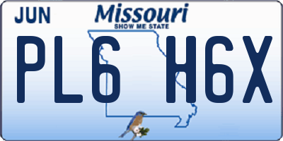 MO license plate PL6H6X