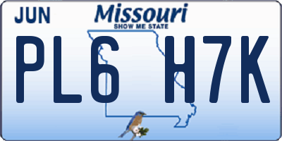 MO license plate PL6H7K