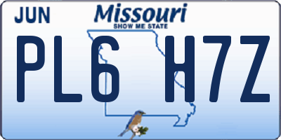 MO license plate PL6H7Z