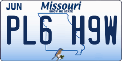 MO license plate PL6H9W