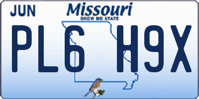 MO license plate PL6H9X