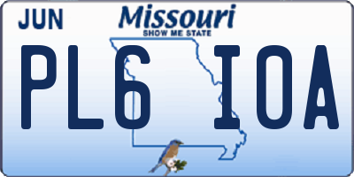 MO license plate PL6I0A
