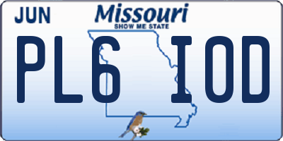 MO license plate PL6I0D