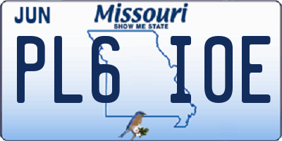 MO license plate PL6I0E