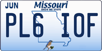 MO license plate PL6I0F