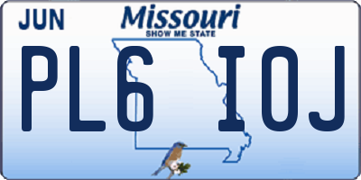MO license plate PL6I0J