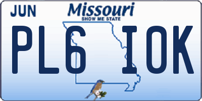 MO license plate PL6I0K