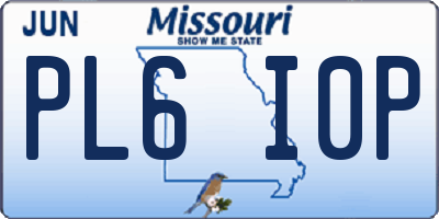 MO license plate PL6I0P