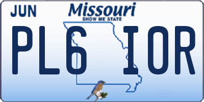 MO license plate PL6I0R
