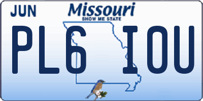 MO license plate PL6I0U