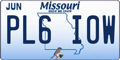 MO license plate PL6I0W