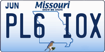 MO license plate PL6I0X