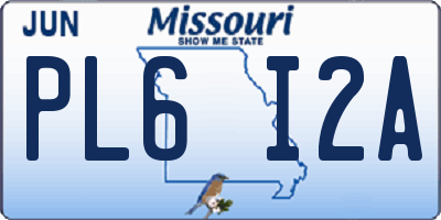 MO license plate PL6I2A