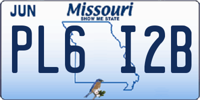 MO license plate PL6I2B