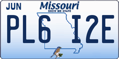 MO license plate PL6I2E