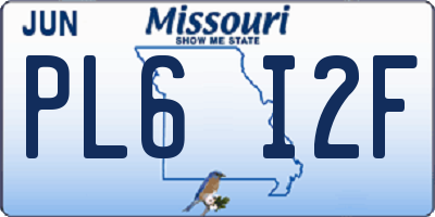 MO license plate PL6I2F