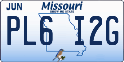 MO license plate PL6I2G