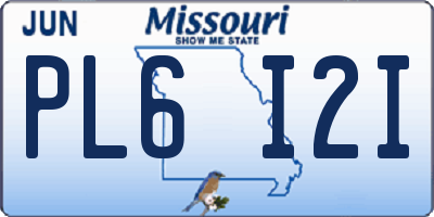 MO license plate PL6I2I