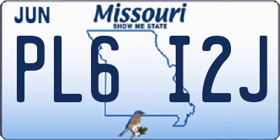 MO license plate PL6I2J