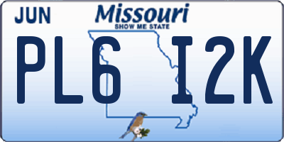 MO license plate PL6I2K