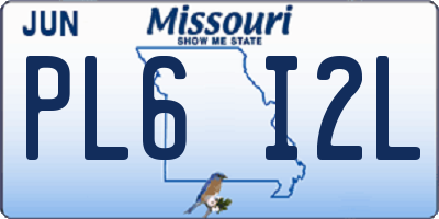 MO license plate PL6I2L