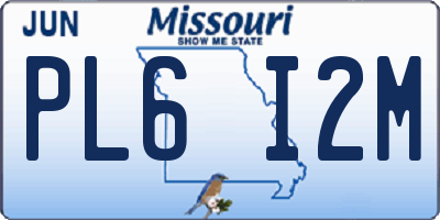 MO license plate PL6I2M