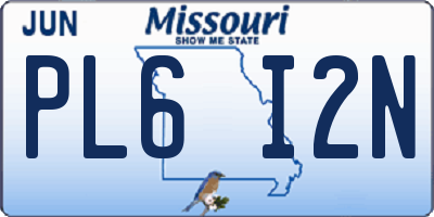 MO license plate PL6I2N